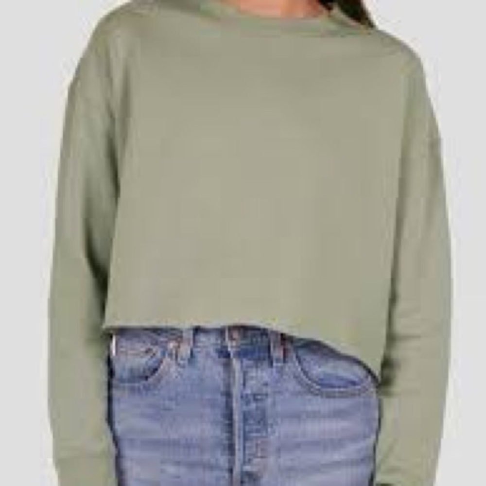 WeWoreWhat Cropped Green Sweatshirt Size Large - Picture 2 of 5